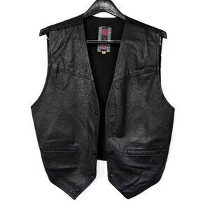INXS  Black Leather Vest X Large 80’s Vintage